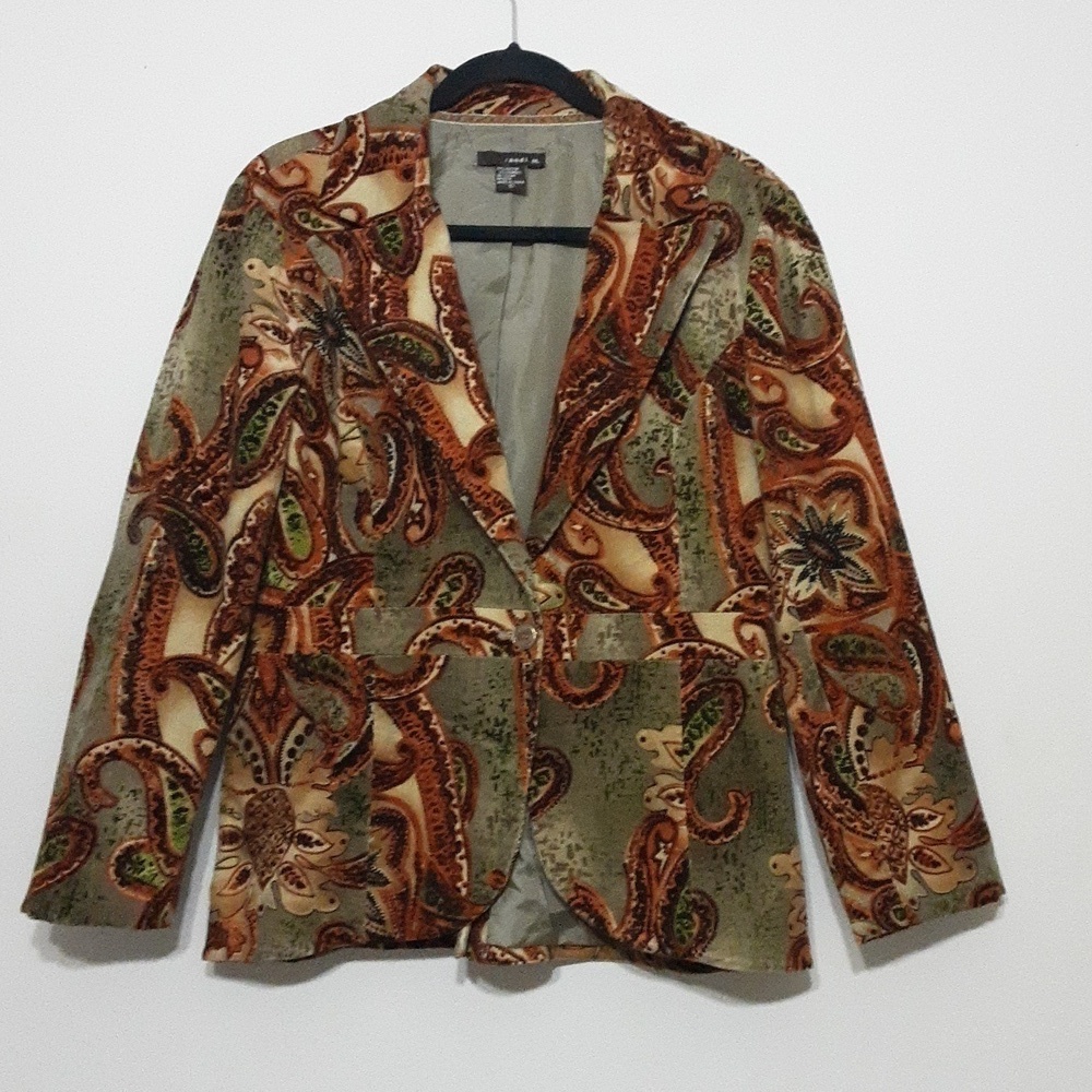 Vintage Randi .M Corduroy Paisley Jacket Women 10 Retro Cotton Goth Y2k Boho